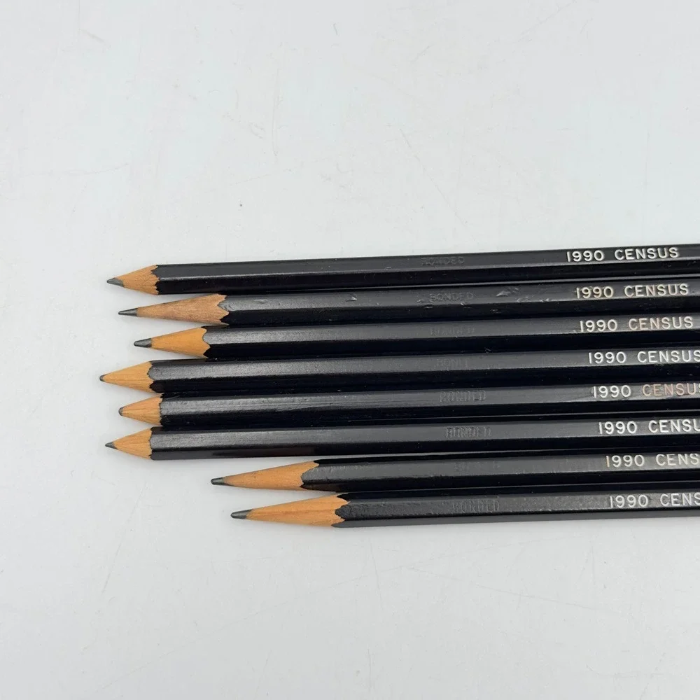 Vintage 1990 Census No. 2 2/4 Bonded Black Pencils Set of 8 Collectible